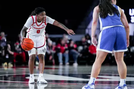 Georgia guard Trinity Turner (0) during Georgia’s game against Kentucky at Stegeman Coliseum in Athens, Ga., on Sunday, Jan. 19, 2025. (Tony Walsh/UGAAA)