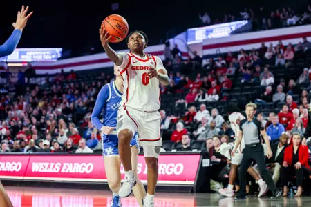 Georgia guard Trinity Turner (0) during Georgia’s game against Kentucky at Stegeman Coliseum in Athens, Ga., on Sunday, Jan. 19, 2025. (Blake Caviness/UGAAA)