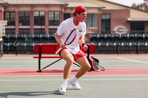 Senior Will Jansen during a singles match in the ITA South Sectional at the Dan Magill Tennis Complex in Athens, Georgia on November 7, 2025.