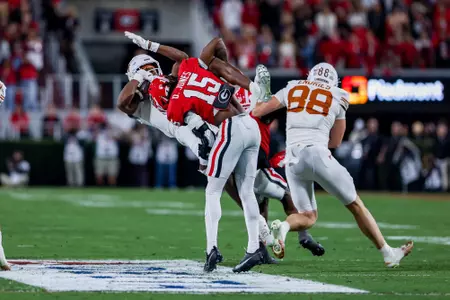Sophomore defensive back Demello Jones during a game against Texas on Dooley Field at Sanford Stadium on Saturday, November 15, 2025 in Athens, Georgia.