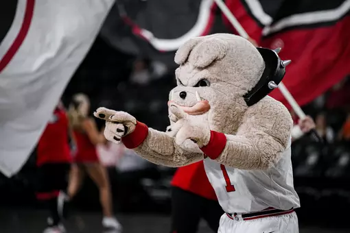 Hairy Dawg before Georgia’s game against North Florida at Stegeman Coliseum in Athens, Ga., on Thursday, Nov. 20, 2025. (Tony Walsh/UGAAA)