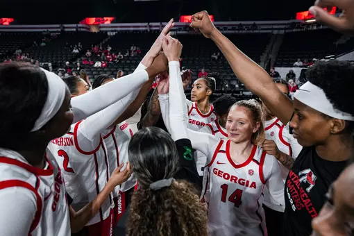 Georgia guard Rylie Theuerkauf (14) before Georgia’s game against North Florida at Stegeman Coliseum in Athens, Ga., on Thursday, Nov. 20, 2025. (Tony Walsh/UGAAA)