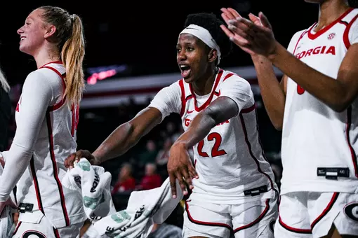 Georgia forward Vera Ojenuwa (22) during Georgia’s game against North Florida at Stegeman Coliseum in Athens, Ga., on Thursday, Nov. 20, 2025. (Tony Walsh/UGAAA)