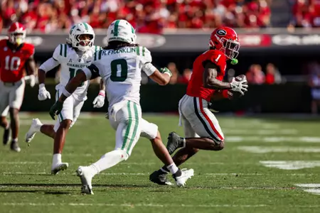 Georgia wide receiver Zachariah Branch (1) during Georgia’s game against Charlotte on Dooley Field at Sanford Stadium in Athens, Ga., on Saturday, Nov. 22, 2025. (Tony Walsh/UGAAA)