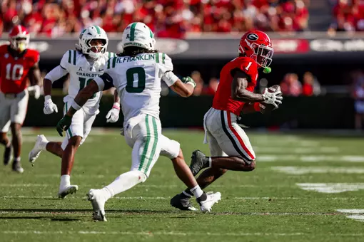 Georgia wide receiver Zachariah Branch (1) during Georgia’s game against Charlotte on Dooley Field at Sanford Stadium in Athens, Ga., on Saturday, Nov. 22, 2025. (Tony Walsh/UGAAA)