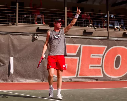 Senior Will Jansen during a singles match in the ITA South Sectional at the Dan Magill Tennis Complex on Saturday, November 8, 2025.