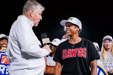 Georgia head coach Caryl Smith-Gilbert after the 2025 SEC Outdoor Track & Field Championships at the UK Outdoor Track & Field Facility in Lexington, Ky., on Saturday, May 17, 2025. (Tony Walsh/UGAAA)