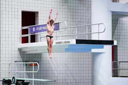 Georgia diver Matthew Bray during the 2025 SEC Swimming & Diving Championships at Bauerle Pool inside Gabrielsen Natatorium at the Ramsey Student Center in Athens, Ga., on Tuesday, Feb. 18, 2025. (Tony Walsh/UGAAA)