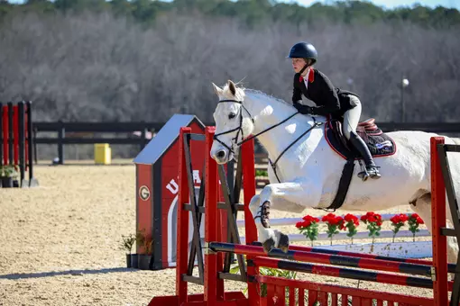 Georgia rider Tessa Downey during Georgia’s meet against Lynchburg at the UGA Equestrian Complex in Bishop, Ga., on Saturday, Feb. 1, 2025.