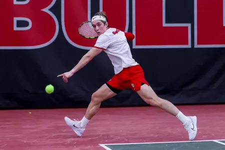 Senior Miguel Perez Peña during a match against North Carolina in the Lindsey Hopkins Indoor Facility on Sunday, February 9, 2025.