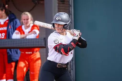 Georgia infielder and outfielder Jaydyn Goodwin (2) during Georgia’s game against Syracuse at Jack Turner Stadium in Athens, Ga., on Sunday, Feb. 23, 2025. (Laney Martin/UGAAA)