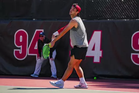 Senior Oscar Pinto Sansano during a match against Tennessee at the Dan Magill Tennis Complex on Monday, February 24, 2025.