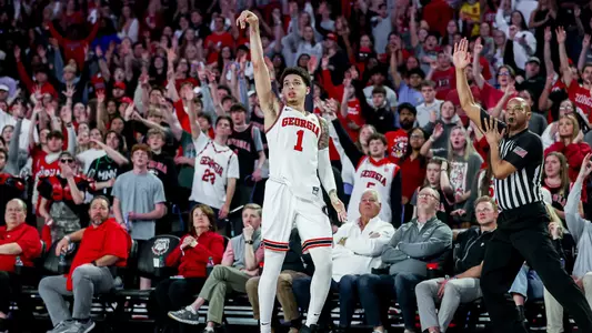 Georgia guard Dakota Leffew (1) during Georgia’s game against LSU at Stegeman Coliseum in Athens, Ga., on Wednesday, Feb. 5, 2025. (Conor Dillon/UGAAA)