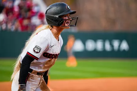 Georgia outfielder Dallis Goodnight (1) during Georgia’s game against Tennessee at Jack Turner Stadium in Athens, Ga., on Friday, March 7, 2025. (Tony Walsh/UGAAA)