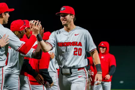 Georgia infielder/outfielder Ryland Zaborowski (20) after Georgia’s game against Florida at Condron Family Ballpark in Gainesville, Fl., on Friday, March 21, 2025. (Conor Dillon/UGAAA)