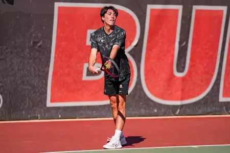 Senior Ryan Colby during a singles match against No. 16 Tennessee on Monday, Feb. 24, 2025 at the Dan Magill Tennis Complex.