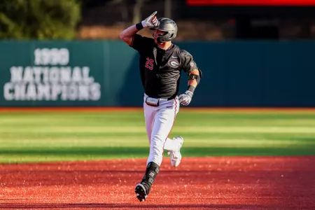 Georgia catcher Daniel Jackson (25) during Georgia’s game against FGCU at Foley Field in Athens, Ga., on Friday, Feb. 28, 2025. (Conor Dillon/UGAAA)