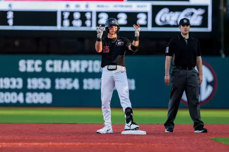 Georgia catcher Daniel Jackson (25) during Georgia’s game against FGCU at Foley Field in Athens, Ga., on Friday, Feb. 28, 2025. (Conor Dillon/UGAAA)
