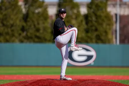 Georgia pitcher Charlie Goldstein (29) during Georgia’s game against Columbia at Foley Field in Athens, Ga., on Friday, March 7, 2025. (Conor Dillon/UGAAA)