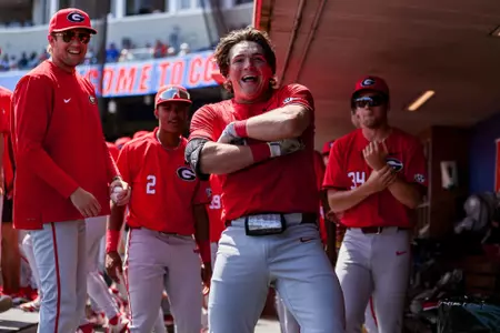 Georgia catcher/infielder/outfielder Brennan Hudson (28) during Georgia’s game against Florida at Condron Family Ballpark in Gainesville, Fl., on Saturday, March 22, 2025. (Conor Dillon/UGAAA)