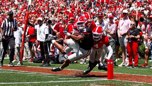 Georgia running back Andrew Paul during Georgia’s annual G-Day scrimmage on Dooley Field at Sanford Stadium in Athens, Ga., on Saturday, April 13, 2024. (Cassie Baker/UGAAA)