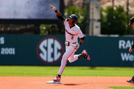 Georgia infielder Ryan Black (2) during Georgia’s game against UIC at Foley Field in Athens, Ga., on Sunday, Feb. 23, 2025. (Conor Dillon/UGAAA)