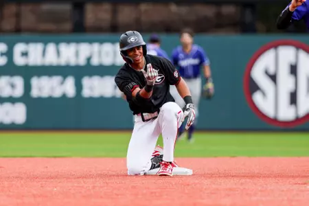 Georgia infielder Ryan Black (2) during Georgia’s game against High Point at Foley Field in Athens, Ga., on Tuesday, March 4, 2025. (Conor Dillon/UGAAA)