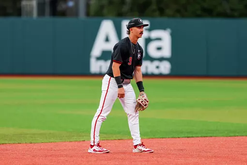 Georgia infielder Kolby Branch (9) during Georgia’s game against High Point at Foley Field in Athens, Ga., on Tuesday, March 4, 2025. (Conor Dillon/UGAAA)