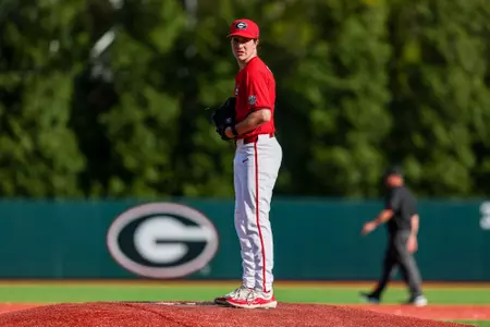 Georgia pitcher Paul Farley (35) during Georgia’s game against West Georgia at Foley Field in Athens, Ga., on Tuesday, March 25, 2025. (Conor Dillon/UGAAA)