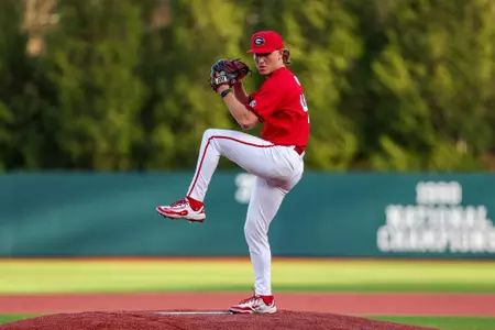 Georgia pitcher Justin Byrd (40) during Georgia’s game against Kentucky at Foley Field in Athens, Ga., on Friday, March 14, 2025. (Conor Dillon/UGAAA)