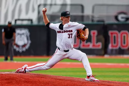 Georgia pitcher Zach Brown (37) during Georgia’s game against Kentucky at Foley Field in Athens, Ga., on Saturday, March 15, 2025. (Conor Dillon/UGAAA)
