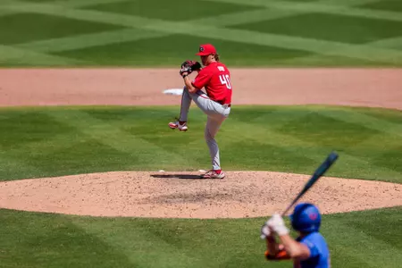 Georgia pitcher Justin Byrd (40) during Georgia’s game against Florida at Condron Family Ballpark in Gainesville, Fl., on Saturday, March 22, 2025. (Conor Dillon/UGAAA)