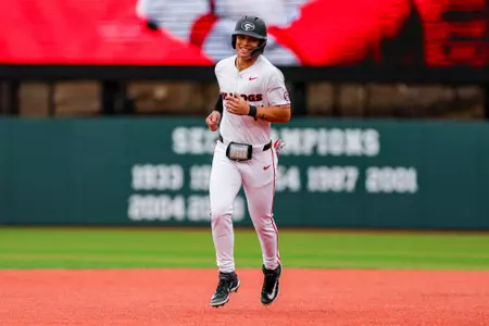 Georgia infielder Slate Alford (44) during Georgia’s game against Columbia at Foley Field in Athens, Ga., on Sunday, March 9, 2025. (Conor Dillon/UGAAA)