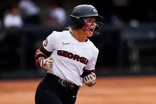 Georgia infielder and outfielder Jaydyn Goodwin (2) during Georgia’s game against Texas A&M at Jack Turner Stadium in Athens, Ga., on Saturday, April 5, 2025. (Tony Walsh/UGAAA)