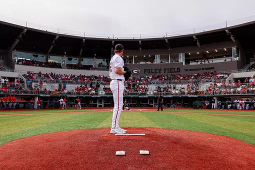 Georgia pitcher Leighton Finley (12) before Georgia’s game against Auburn at Foley Field in Athens, Ga., on Saturday, March 29, 2025. (Conor Dillon/UGAAA)