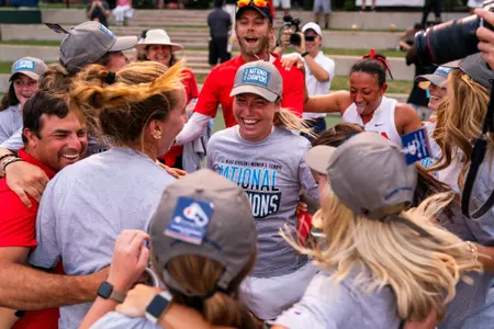 Georgia women's tennis celebrates winning the 2025 NCAA team title