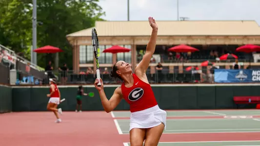 Georgia tennis player Sofia Rojas during Georgia’s match against Florida A&M in the first round of the 2025 DI Women’s Tennis Championship at the Dan Magill Tennis Complex in Athens, Ga., on Friday, May 2, 2025. (Sofia Yaker/UGAAA)
