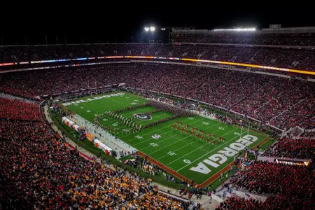 Sanford Stadium blackout for Georgia’s game against Tennessee on Dooley Field at Sanford Stadium in Athens, Ga., on Saturday, Nov. 16, 2024. (Conor Dillon/UGAAA)