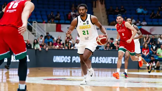 Justin Abson playing for the Jamaican National Team in FIBA Americas World Cup Pre-Qualifying tournament in Aug. 2025