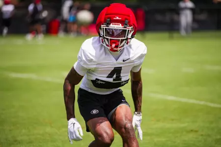 Sophomore defensive back KJ Bolden during fall practice.