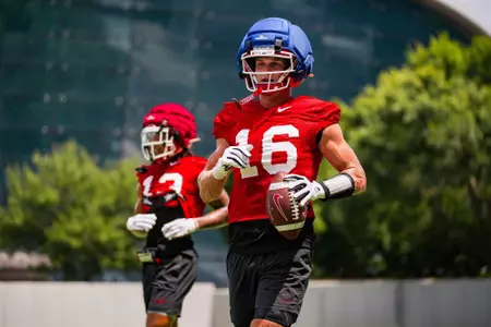 Junior wide receiver London Humphreys during fall practice.