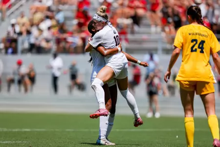 Summer Denigan celebrates after a goal against Michigan on Sunday, Aug. 24, 2025