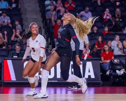 Georgia outside hitter Bianna Muoneke (13) during Georgia’s match against Georgia Southern at Stegeman Coliseum in Athens, Ga., on Sat., Sept. 13, 2025. (Ethan Levine/UGAAA)