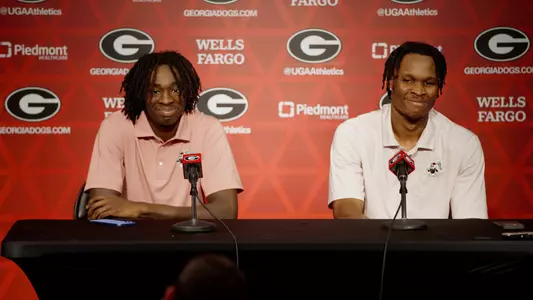 Andrew Osasuyi and David Ugonna Ike at presser table