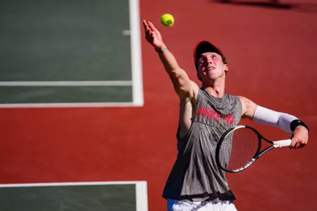 Sophomore Cooper Johnson during a men's tennis practice on Monday, October 12, 2026 at the Dan Magill Tennis Complex in Athens, Georgia.