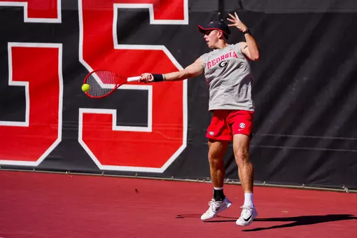 Freshman James Weber during a practice at the Dan Magill Tennis Complex in Athens, Ga. on Monday, October 12, 2026.