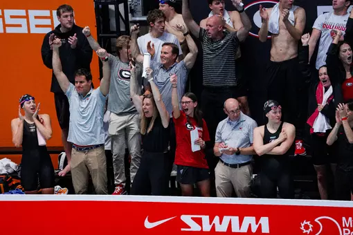 The Georgia bench celebrates during the Bulldogs' CSL match on Oct. 23.