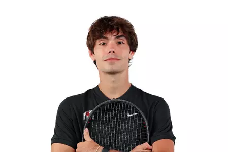 Senior Julian Alonso during a photoshoot with the Georgia men's tennis team.