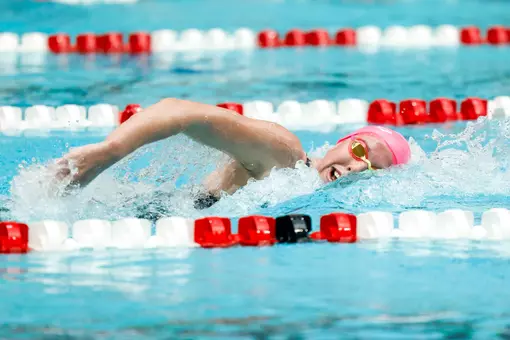 Georgia sophomore swimmer Kennedi Dobson competes against Florida at Bauerle Pool at Gabrielsen Natatorium on Oct. 30, 2026.