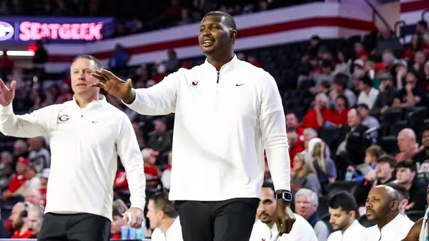 Georgia associate head coach Antonio Reynolds-Dean during Georgia’s game against North Florida at Stegeman Coliseum in Athens, Ga., on Tuesday, Nov. 12, 2024. (Olivia Wilson/UGAAA)